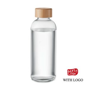 Botella de Cristal Personalizada 650 ml con Tapón de Bambú